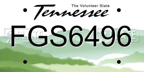 FGS6496 Tennessee License Plate