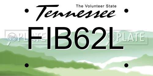 FIB62L Tennessee License Plate
