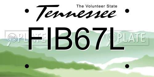 FIB67L Tennessee License Plate