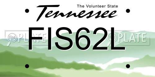 FIS62L Tennessee License Plate
