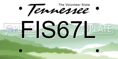 FIS67L Tennessee License Plate
