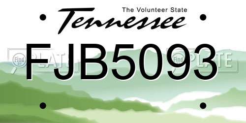 FJB5093 Tennessee License Plate