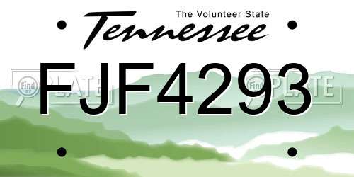 FJF4293 Tennessee License Plate