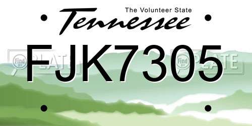 FJK7305 Tennessee License Plate