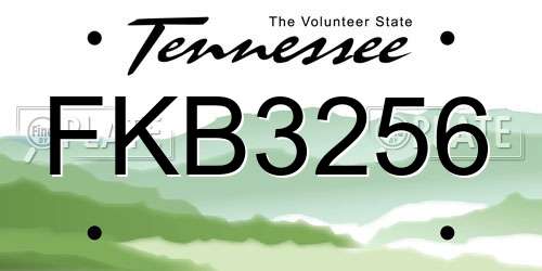 FKB3256 Tennessee License Plate
