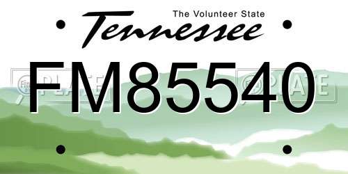 FM85540 Tennessee License Plate