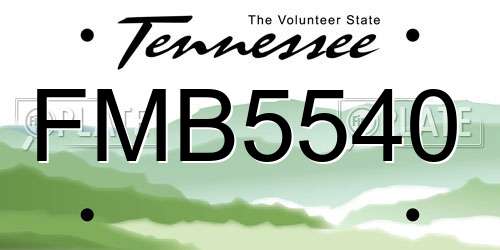 FMB5540 Tennessee License Plate