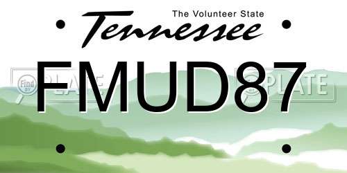 FMUD87 Tennessee License Plate
