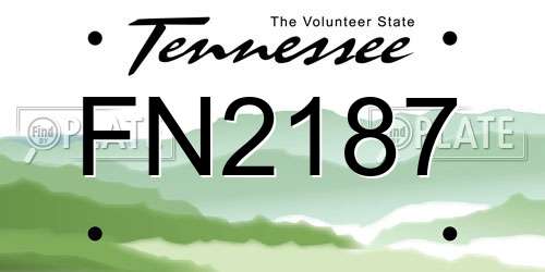 FN2187 Tennessee License Plate