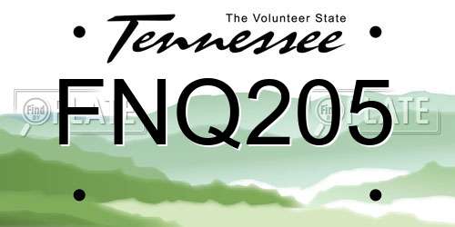 FNQ205 Tennessee License Plate