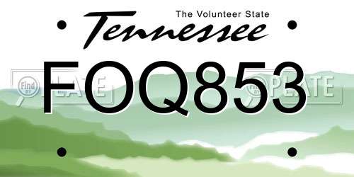 FOQ853 Tennessee License Plate