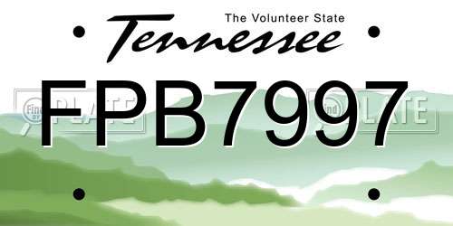 FPB7997 Tennessee License Plate