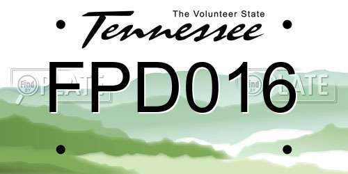 FPD016 Tennessee License Plate