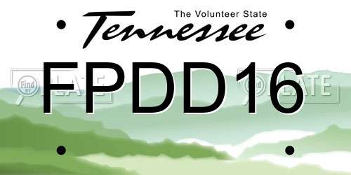 FPDD16 Tennessee License Plate