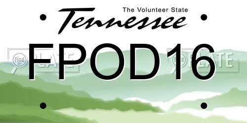 FPOD16 Tennessee License Plate