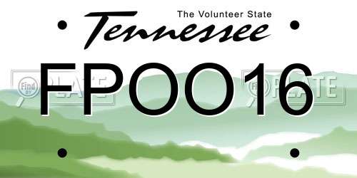 FPOO16 Tennessee License Plate
