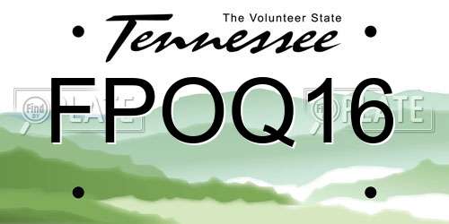 FPOQ16 Tennessee License Plate