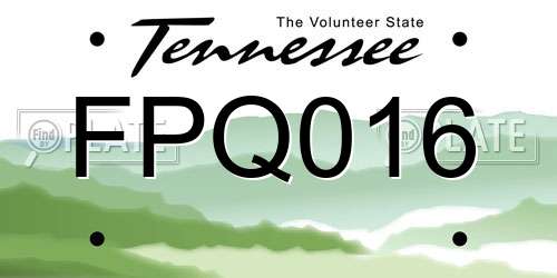 FPQ016 Tennessee License Plate