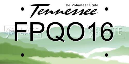 FPQO16 Tennessee License Plate