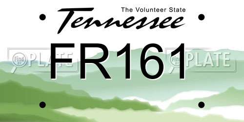FR161 Tennessee License Plate