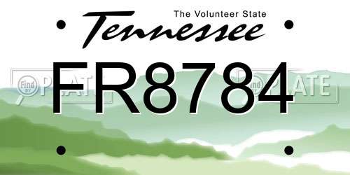 FR8784 Tennessee License Plate