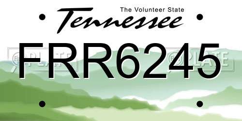 FRR6245 Tennessee License Plate