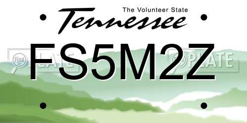 FS5M2Z Tennessee License Plate