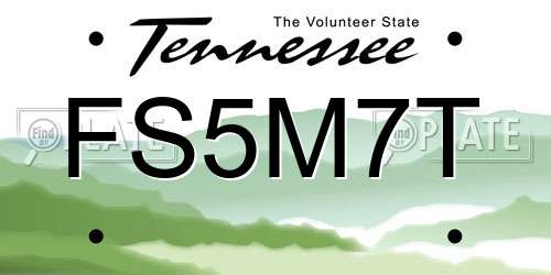 FS5M7T Tennessee License Plate