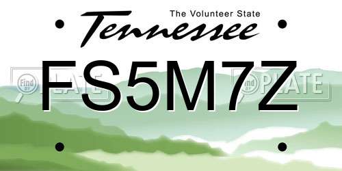 FS5M7Z Tennessee License Plate