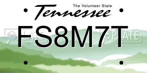 FS8M7T Tennessee License Plate
