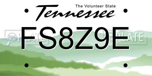 FS8Z9E Tennessee License Plate