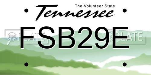 FSB29E Tennessee License Plate