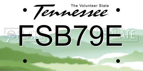 FSB79E Tennessee License Plate