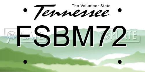 FSBM72 Tennessee License Plate