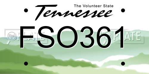 FSO361 Tennessee License Plate