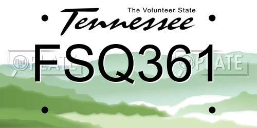 FSQ361 Tennessee License Plate