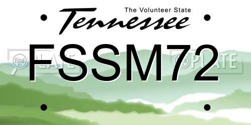FSSM72 Tennessee License Plate