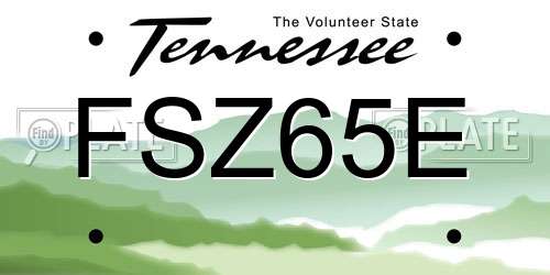 FSZ65E Tennessee License Plate
