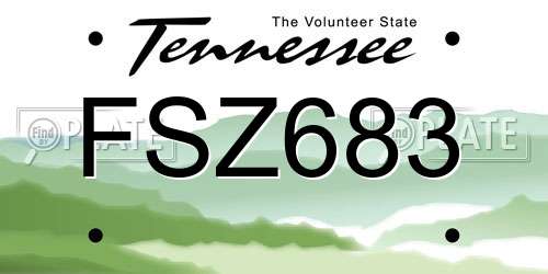 FSZ683 Tennessee License Plate