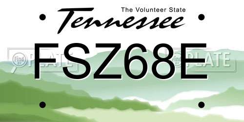 FSZ68E Tennessee License Plate