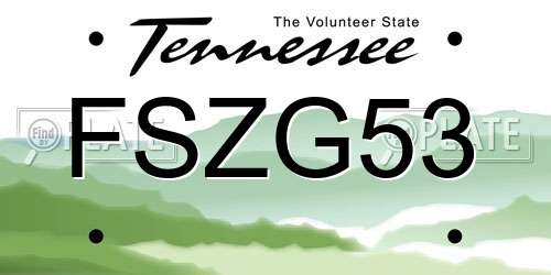 FSZG53 Tennessee License Plate