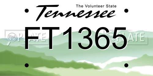 FT1365 Tennessee License Plate