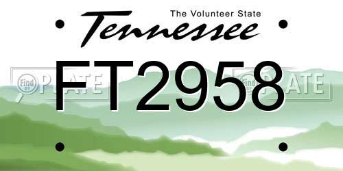 FT2958 Tennessee License Plate