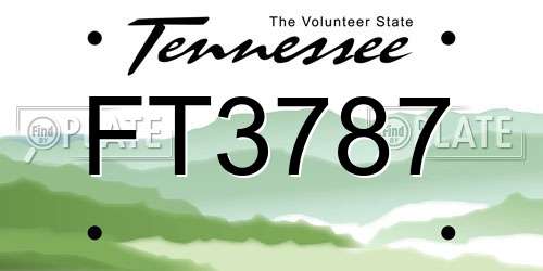 FT3787 Tennessee License Plate