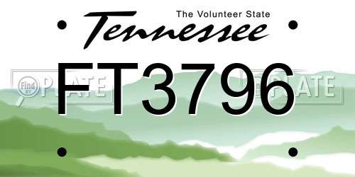 FT3796 Tennessee License Plate