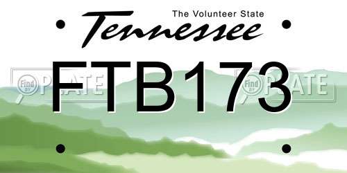 FTB173 Tennessee License Plate