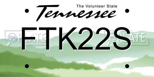 FTK22S Tennessee License Plate