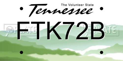 FTK72B Tennessee License Plate