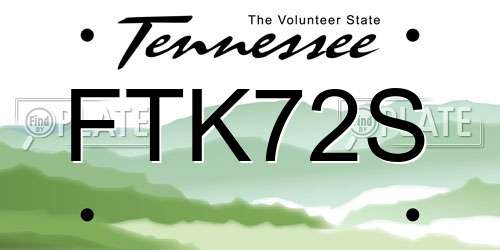 FTK72S Tennessee License Plate