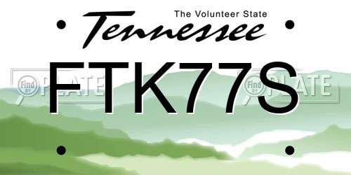 FTK77S Tennessee License Plate